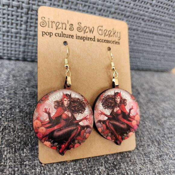 Scarlet Witch Marvel Comics Earrings - Picture 3 of 3